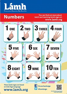 Lámh Signs Poster for Numbers 1-10